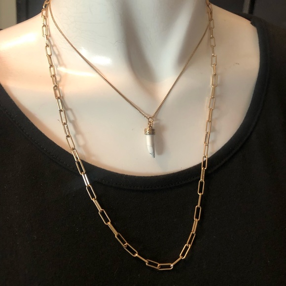 All Saints Jewelry - New Allsaints Kim Gold-tone Double Layer Pendant Necklace